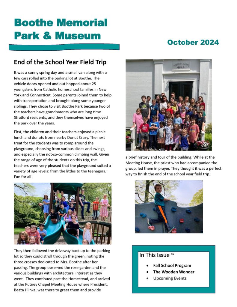 October 2024 Friends of Boothe Park Newsletter cover